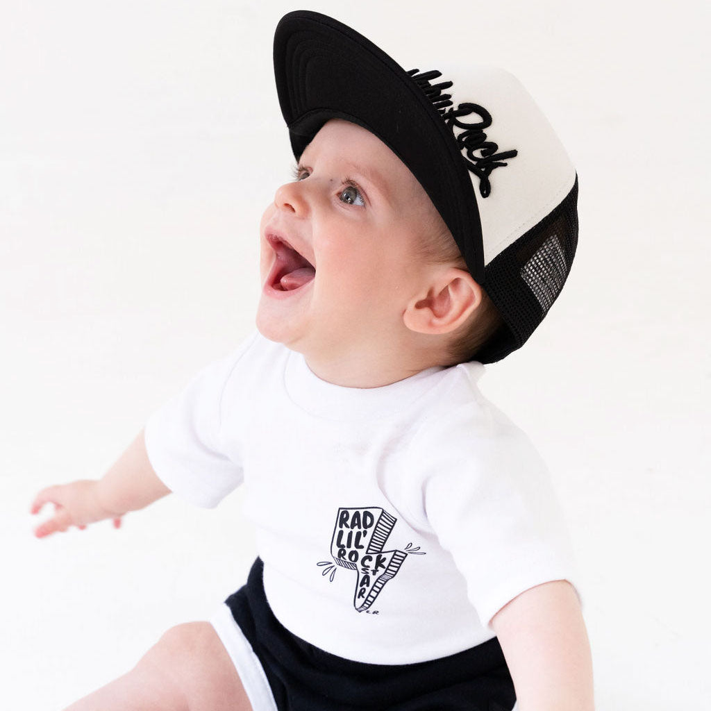 Mini-graphic onesies & t-shirts – White Rad Lil Rockstar