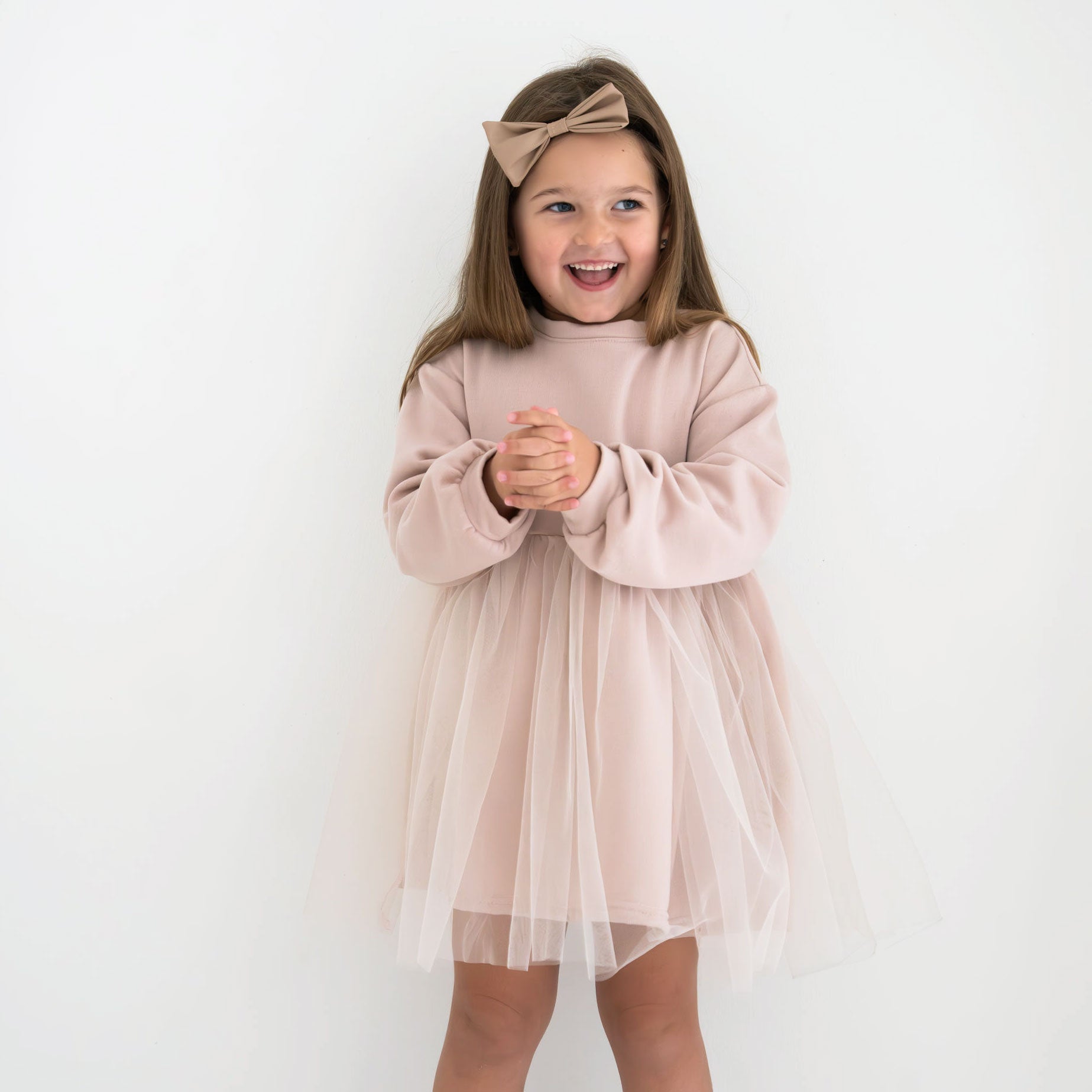 Supernova Oversized Sweatshirt Tutu Dress in Latte