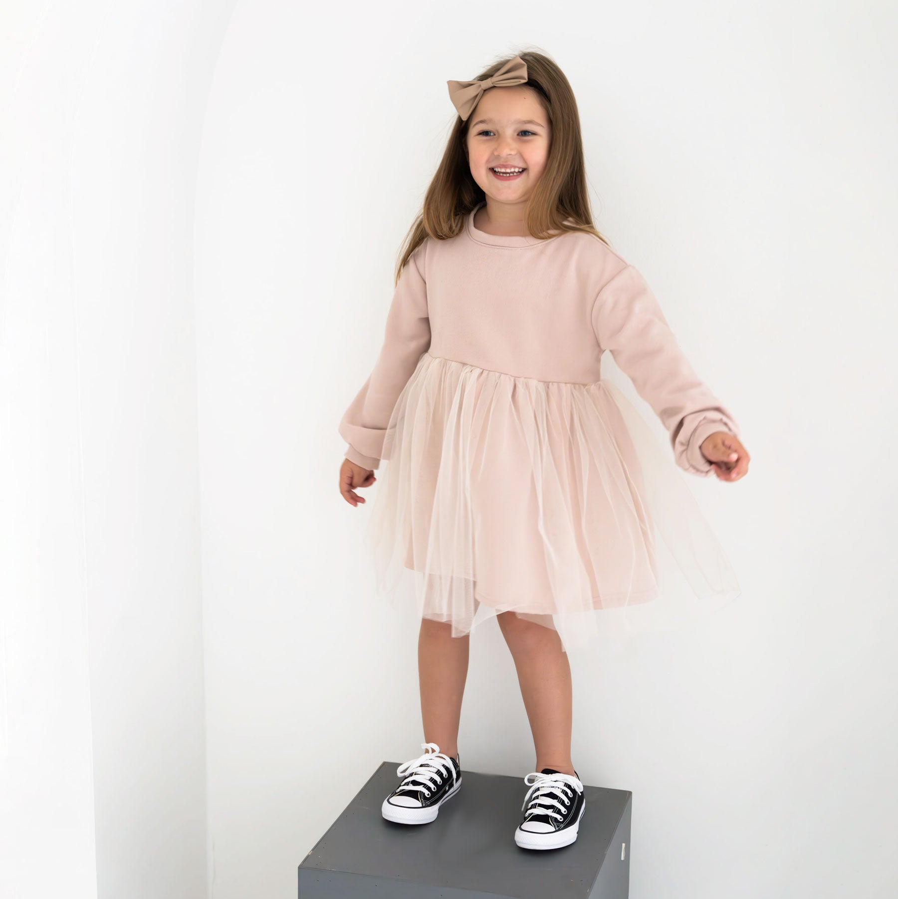 Supernova Oversized Sweatshirt Tutu Dress in Latte