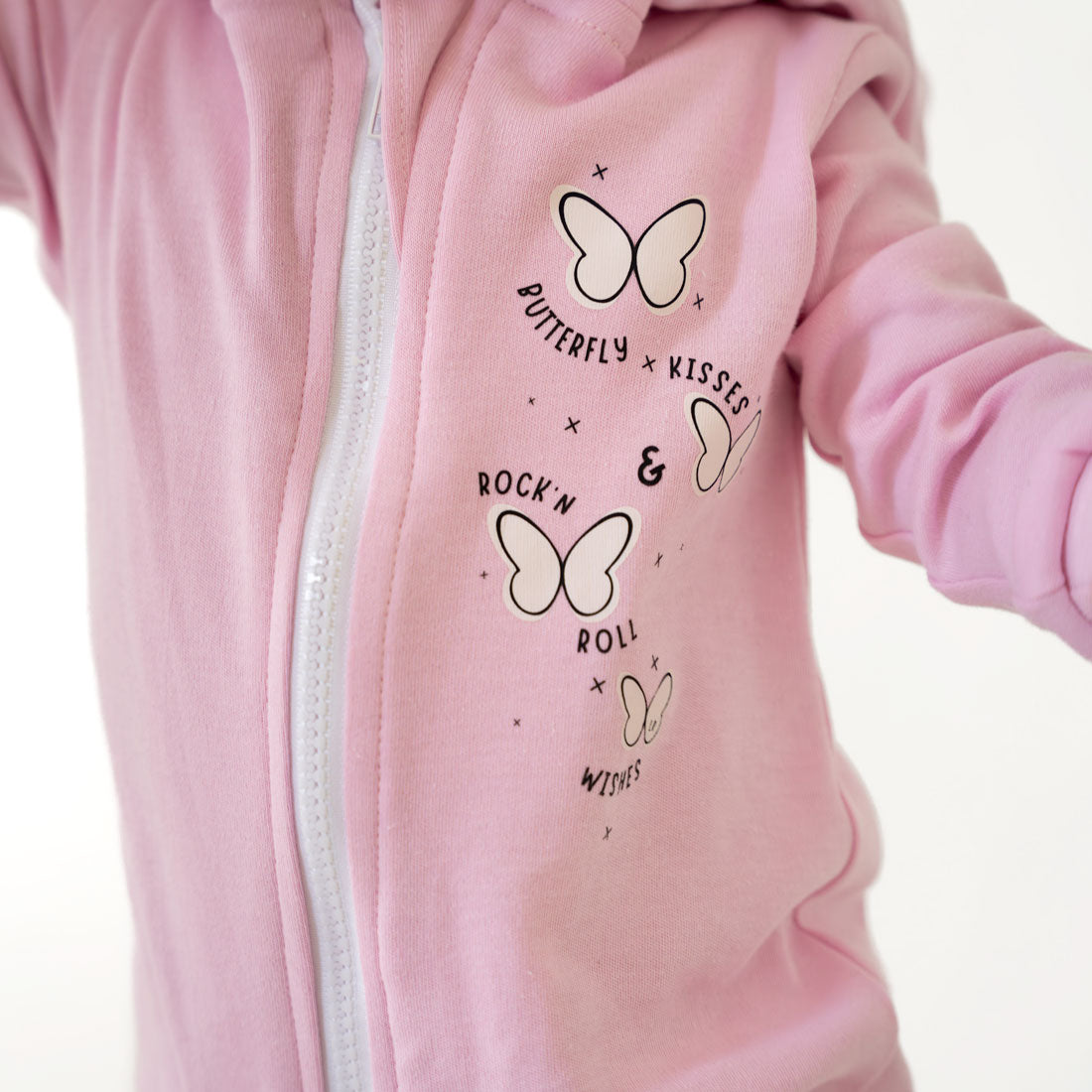 Zip-up Onesie with Hood – Butterfly Kisses
