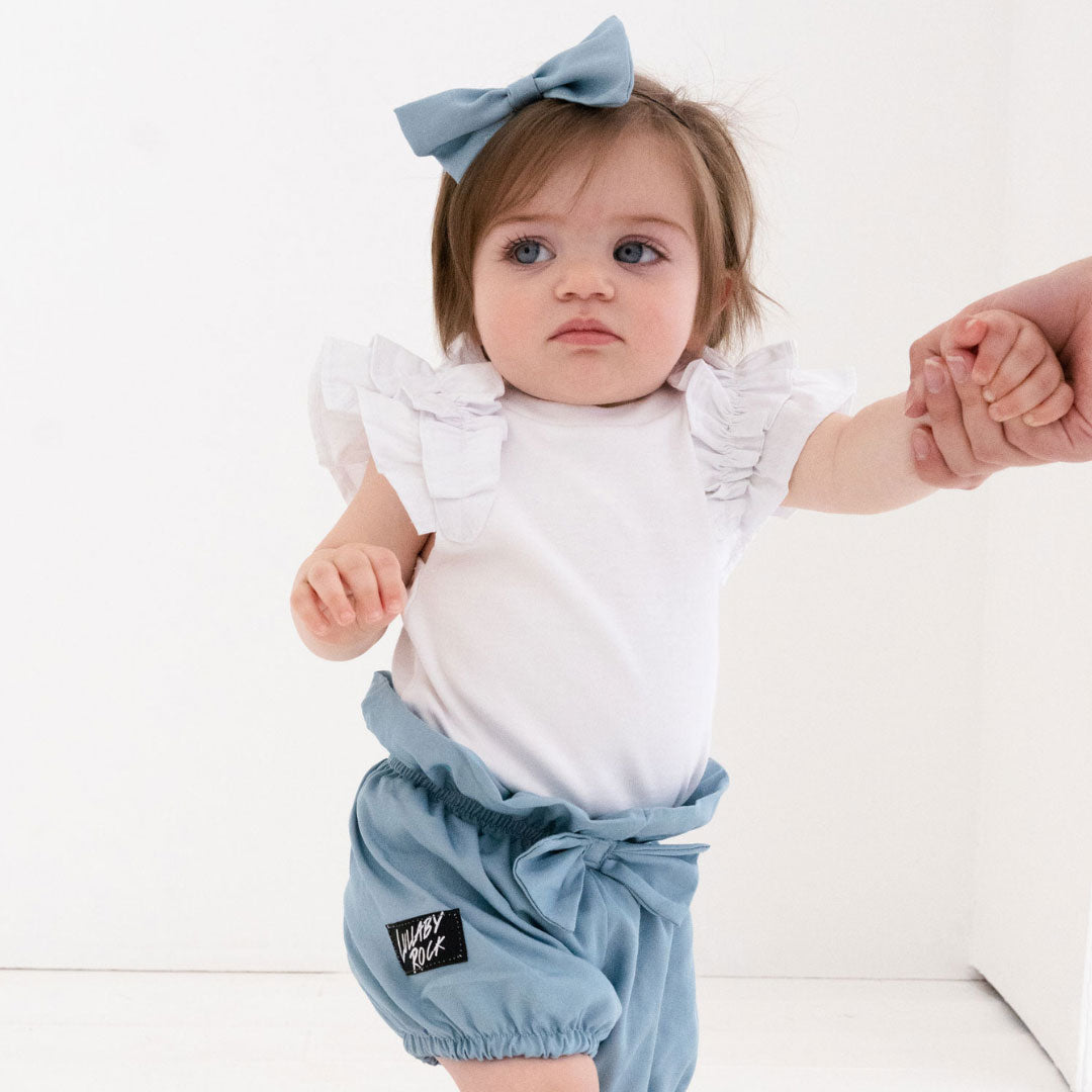 Baby Blue’s Ruffle Set - Top, Bow, Bloomers