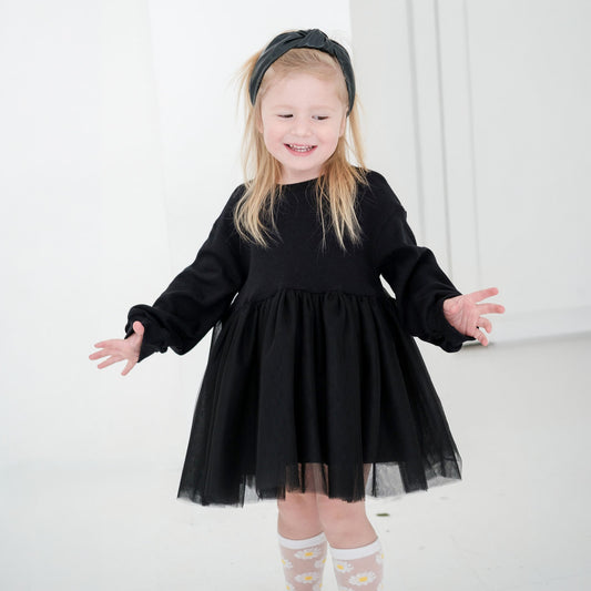 Supernova Oversized Sweatshirt Tutu Dress in Black