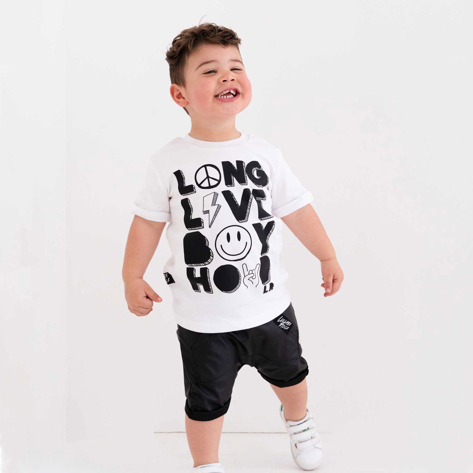 Long Live Boyhood Onesie/Tee & Leather Shorties Set