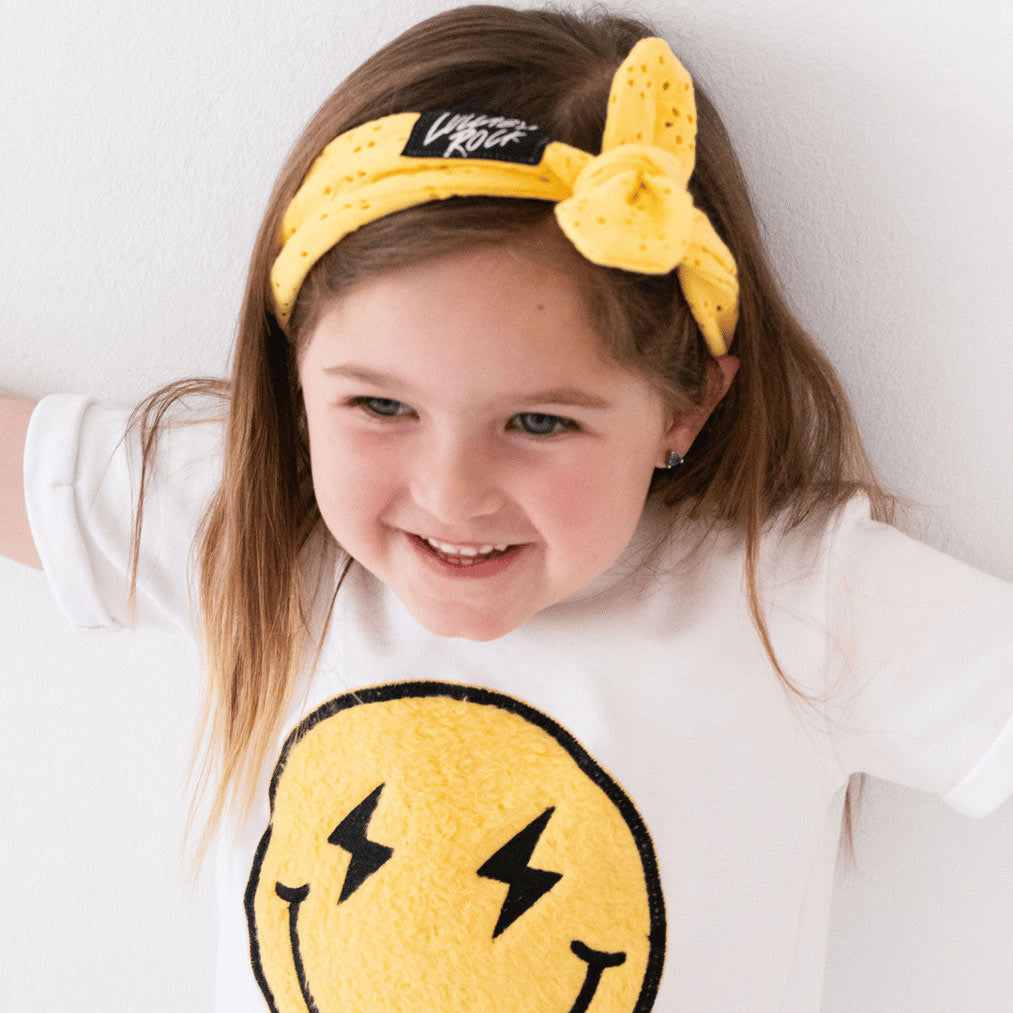 Smiley Vest & Ski Shorts with Yellow Anglaise Headband