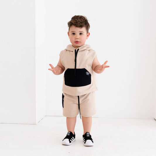 Roling Stone Sleeveless Hoodie & Shorties Set