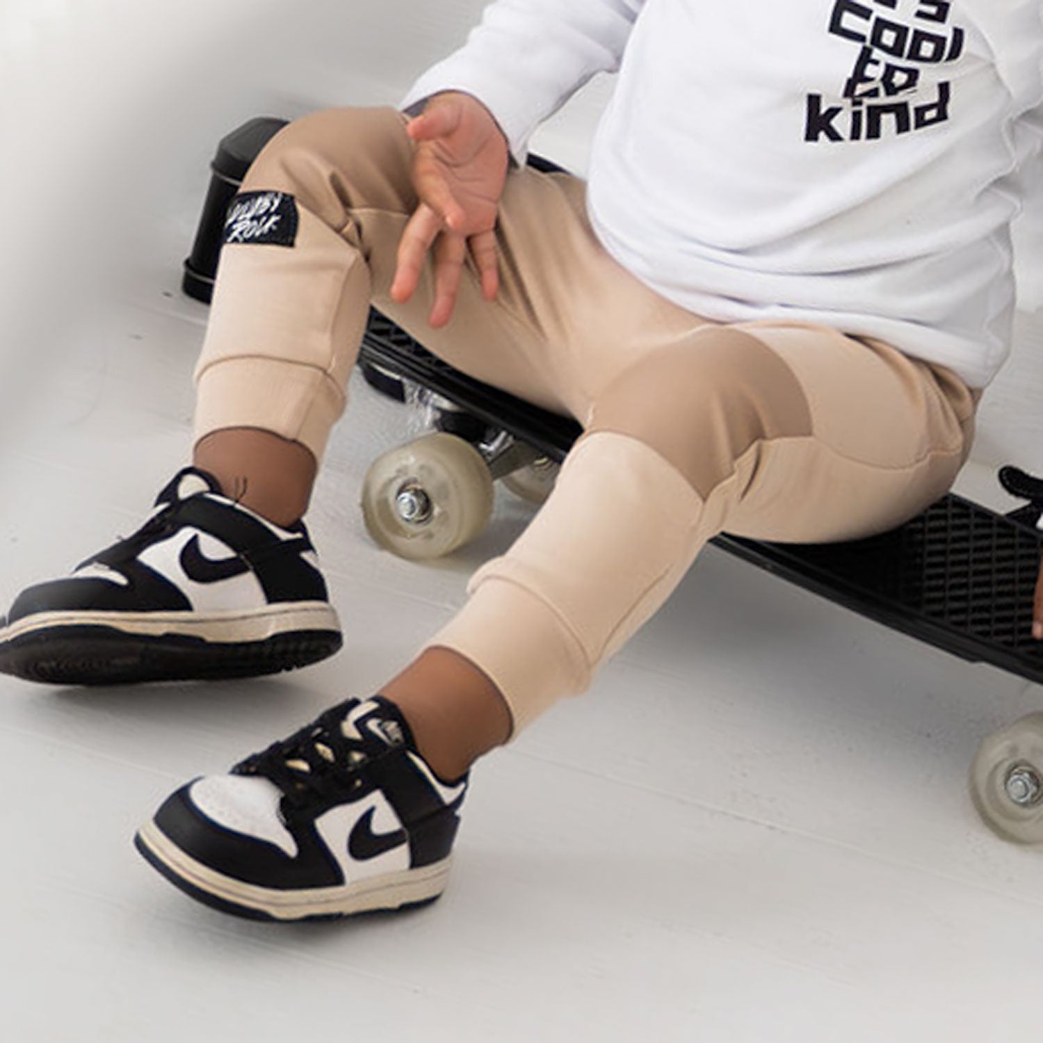 Biker Pants with Tan Faux Leather Patches– Unisex
