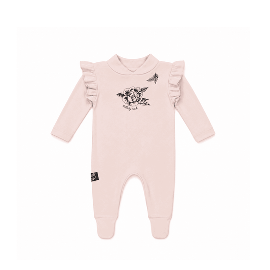 Sweet Peonie Frill - Footed Frilled Onesie Blush