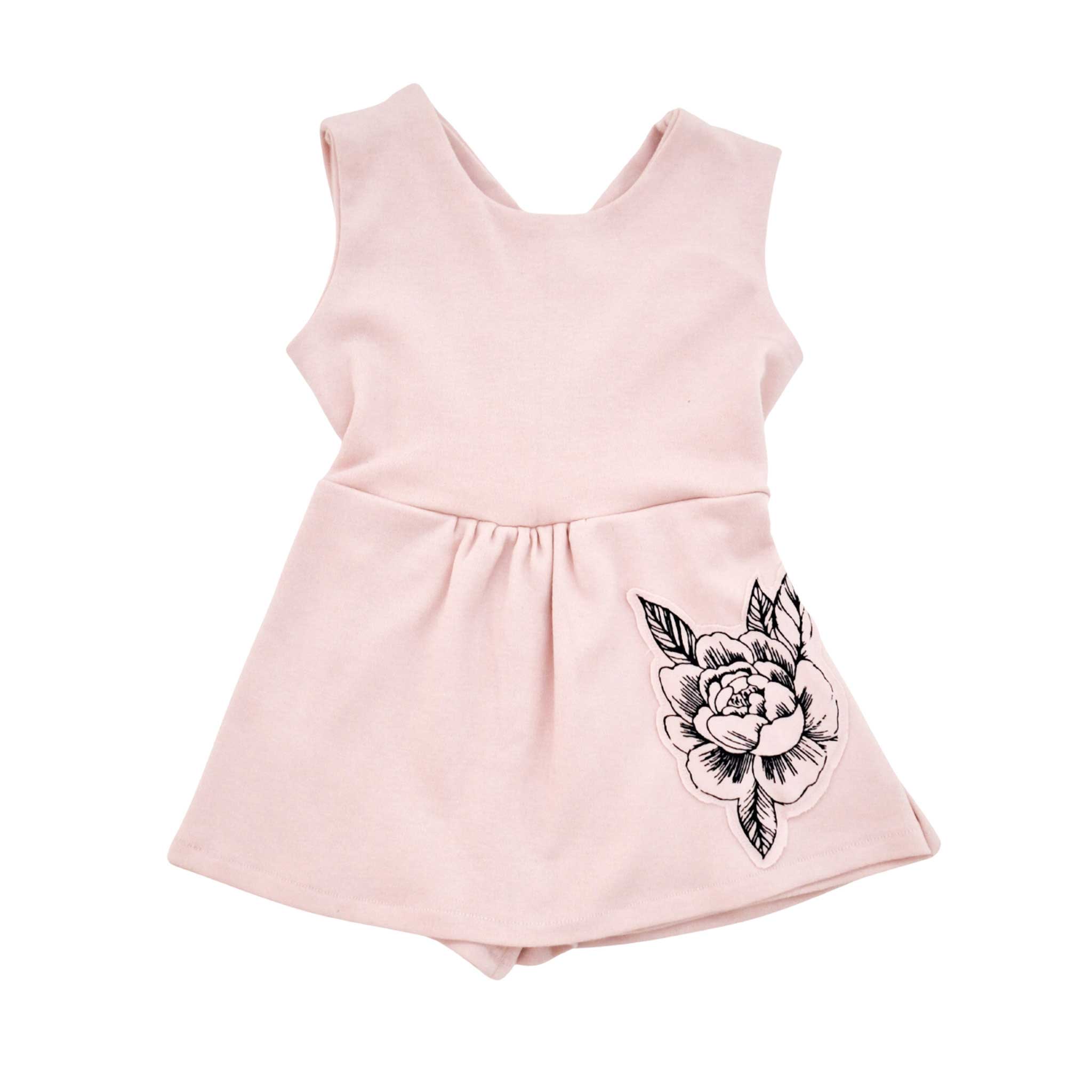 Wild Flower back tie skorts romper & Bow