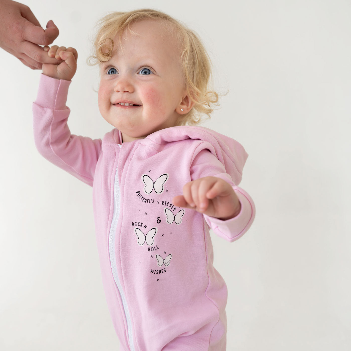 Zip-up Onesie with Hood – Butterfly Kisses