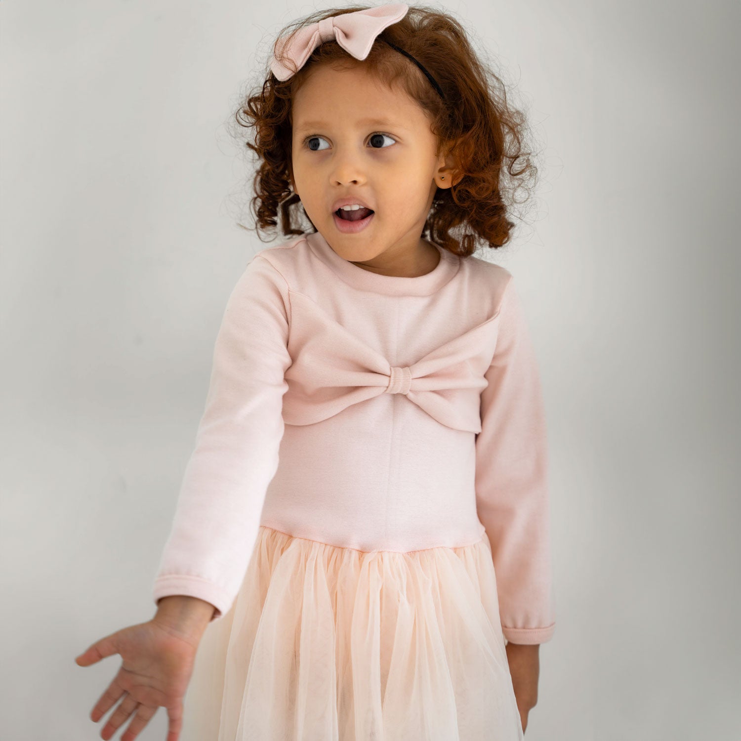 Bow-tiful Longsleeve Tutu Dress in Blush