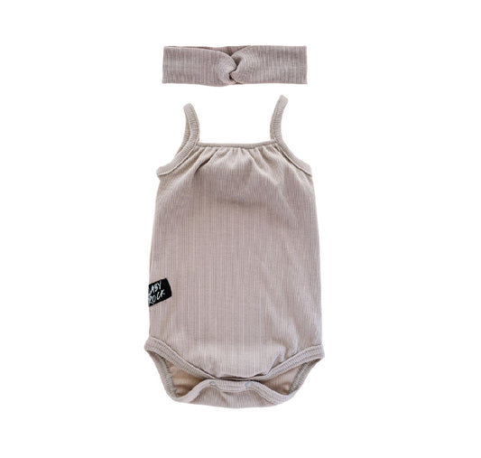 Ballet Romper & Headband Set – Stone Rib